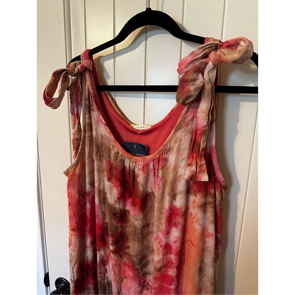 NWT Entro Tie Dye Sleeveless Rayon Lined Colorful Maxi Dress Women Size L - Picture 5 of 12